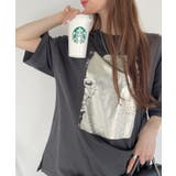 ブラック | 箔プリント ビッグTシャツ | Ada.
