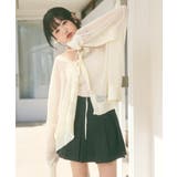ホワイト | メッシュ リボンデザイン ルーズ カーディガン | Ada.