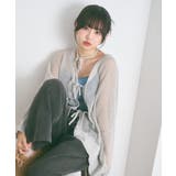 ライトグレー | メッシュ リボンデザイン ルーズ カーディガン | Ada.