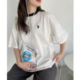 アイボリー×ブラック | U.S. POLO ASSN. ワンポイント刺繍 オーバーサイズ ビッグT | Ada.