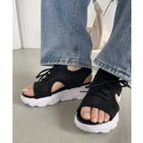 ブラック | 厚底 レースアップ メッシュ スニーカー サンダル | Ada.