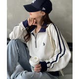 オフホワイト | U.S. POLO ASSN. ラインデザイン ハーフジップ スウェット | Ada.
