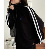 ブラック | U.S. POLO ASSN. ラインデザイン ハーフジップ スウェット | Ada.
