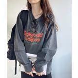 チャコール | フェスデザイン ヴィンテージライク 長袖 Tシャツ | Ada.