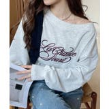 オートミール | 刺繍ロゴ オフショル スウェット | Ada.