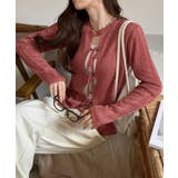 レッド | 2WAY リボン開き メランジニット トップス | Ada.