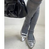 シルバー | ポインテッドトゥ リボンバレエシューズ | Ada.