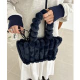 ネイビー | もこもこスクエアハンドバッグ | Ada.
