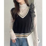 ブラック | ケーブル編み チルデンニットベスト | Ada.