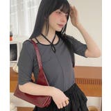 チャコール | マルチストラップ リブインナー 半袖トップス | Ada.