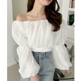 ホワイト | シフォン ふんわり オフショル クロップド トップス | Ada.