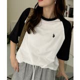 ブラック | U.S. POLO ASSN. ラグランスリーブ バイカラー Tシャツ | Ada.