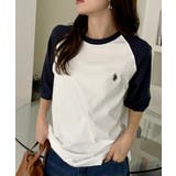 ネイビー | U.S. POLO ASSN. ラグランスリーブ バイカラー Tシャツ | Ada.