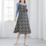 総柄キャミワンピ 深いサイドスリット 足ラインを魅せる♪甘セクシーキャミワンピ | Ada. | 詳細画像11