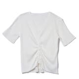 白 | フロントシャーリングトップス | Ada.