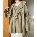 カーキ | ラッフル カラー ミドル丈 | Eclat one