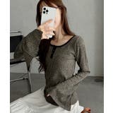 ブラック | 【Eclat one】配色ヘンリーネック リブニット | Eclat one