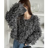 ブラック | 【Eclat one】ループ編み 2WAYニットカーディガン | Eclat one