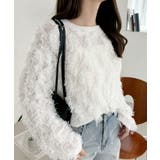 ホワイト | 【Eclat one】 クルーネック フェザー ニット | Eclat one