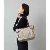 グレージュ×パープル | [撥水/2WAY/A4収納可]サイドポケットパイピングバッグ | MK MICHEL KLEIN BAG