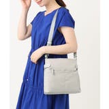 グレー×シルバー | [撥水/500g以下の軽量]アクセントレザースクエアショルダーバッグ | MK MICHEL KLEIN BAG