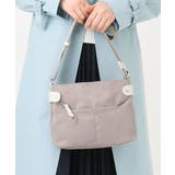 グレージュ×オフホワイト | [撥水/軽量]アクセントレザーコンパクトショルダーバッグ | MK MICHEL KLEIN BAG