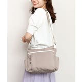 グレージュ×オフホワイト | [撥水/軽量]アクセントレザーショルダーバッグ | MK MICHEL KLEIN BAG