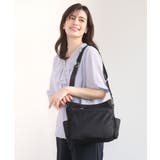 ブラック×ネイビー | [撥水/軽量]アクセントレザーショルダーバッグ | MK MICHEL KLEIN BAG