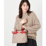 ベージュ×レッド | [2WAY/撥水加工]異素材ベルトデザインスクエアバッグ | MK MICHEL KLEIN BAG