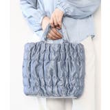 ライトブルー | [A4収納可/300g以下の軽量]ギャザーデザインナイロントートバッグ | MK MICHEL KLEIN BAG