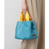 ターコイズブルー×イエロー | [2WAY]バイカラーコーティングキャンバストート | MK MICHEL KLEIN BAG