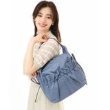 ブルー | [2WAY/A4収納可]ギャザーポケットナイロンデザインバッグ | MK MICHEL KLEIN BAG