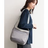 グレー | [撥水/軽量]ラウンドデザインレザーナイロンショルダー | MK MICHEL KLEIN BAG