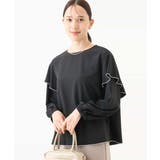 ブラック | 配色メロー フレアーデザインブラウス/洗える/WEB限定サイズあり | OFUON