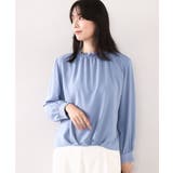 ブルー | シャーリングネックデザインブラウス/洗える/WEB限定サイズあり | OFUON