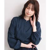 ネイビー | 幾何柄プリントブラウス/洗える/WEB限定サイズあり/セットアップ可 | OFUON