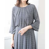 ジオメトリックプリント フレアー袖ジャージブラウス 洗える | OFUON | 詳細画像1