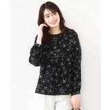 ラインフラワーボウタイ風ブラウス/洗える | OFUON | 詳細画像2 