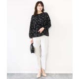 ラインフラワーボウタイ風ブラウス/洗える | OFUON | 詳細画像3 