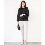 ラインフラワーボウタイ風ブラウス/洗える | OFUON | 詳細画像5 