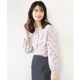 ラインフラワーボウタイ風ブラウス/洗える | OFUON | 詳細画像9 