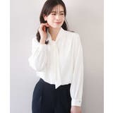 ホワイト | スムースジョーゼットボウブラウス/洗える/WEB限定サイズあり | OFUON