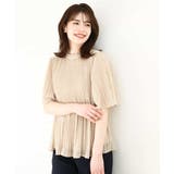 ベージュ | ドット柄シフォンプリーツブラウス/WEB限定サイズあり | OFUON