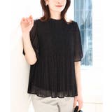 ブラック | ドット柄シフォンプリーツブラウス/WEB限定サイズあり | OFUON