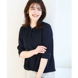 ネイビー | フロントタックジョーゼットブラウス/洗える/WEB限定サイズあり | OFUON
