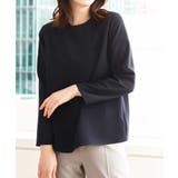 ネイビー | クルーネック長袖ブラウス/洗える/WEB限定サイズあり | OFUON