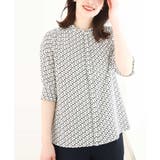 ホワイト | ビットプリント ボウタイ付きブラウス/洗える/WEB限定サイズあり | OFUON