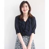 ジョーゼットVネックフリルブラウス/洗える/WEB限定サイズあり | OFUON | 詳細画像9