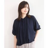 ネイビー | ドルマンスリーブジョーゼットブラウス UVカット 接触冷感 | OFUON
