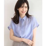 メタル釦シアーフレンチスリーブブラウス/接触冷感/洗える/WEB限定サイズあり | OFUON | 詳細画像6 
